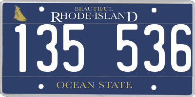 RI license plate 135536