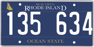 RI license plate 135634