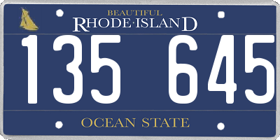 RI license plate 135645