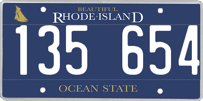 RI license plate 135654