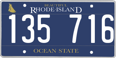 RI license plate 135716