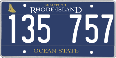 RI license plate 135757