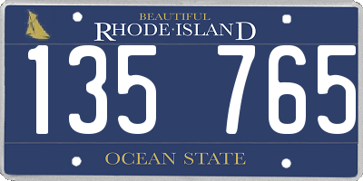 RI license plate 135765