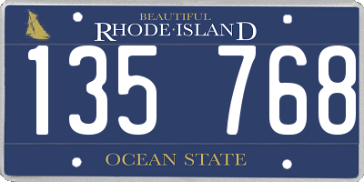 RI license plate 135768