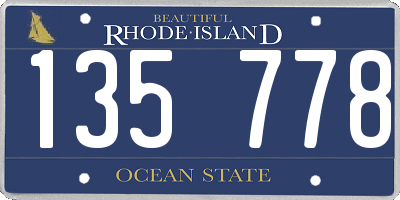 RI license plate 135778