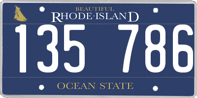 RI license plate 135786