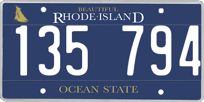 RI license plate 135794