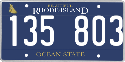 RI license plate 135803