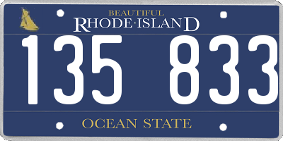 RI license plate 135833