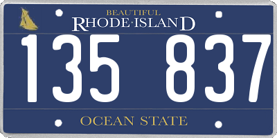 RI license plate 135837