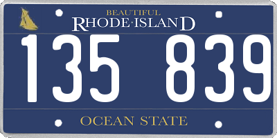RI license plate 135839