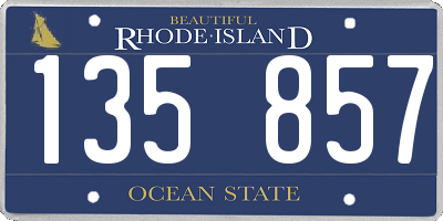RI license plate 135857