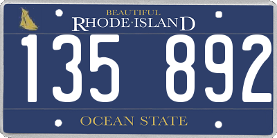 RI license plate 135892