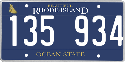 RI license plate 135934