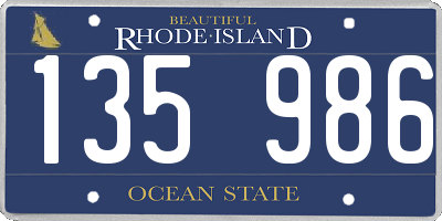 RI license plate 135986