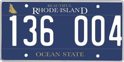 RI license plate 136004