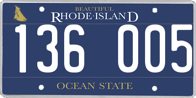 RI license plate 136005