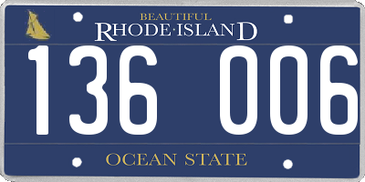 RI license plate 136006