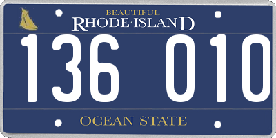 RI license plate 136010