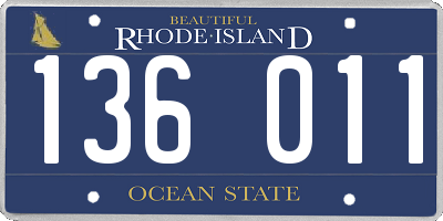 RI license plate 136011