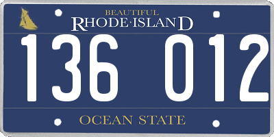 RI license plate 136012