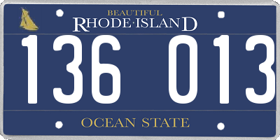 RI license plate 136013