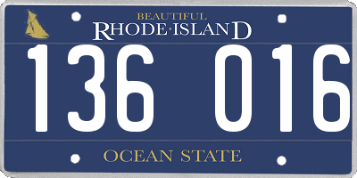 RI license plate 136016