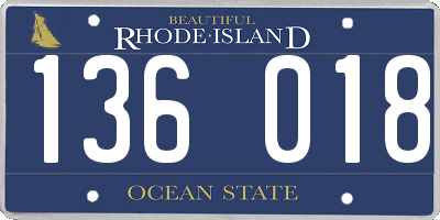 RI license plate 136018