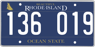 RI license plate 136019