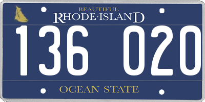 RI license plate 136020