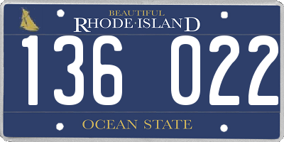 RI license plate 136022