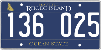 RI license plate 136025