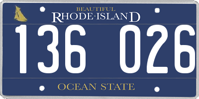 RI license plate 136026