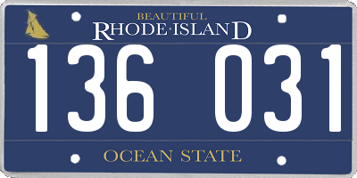 RI license plate 136031