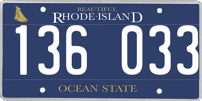 RI license plate 136033