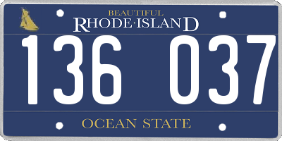RI license plate 136037