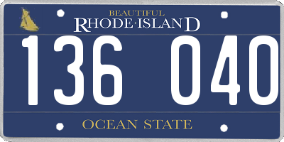 RI license plate 136040