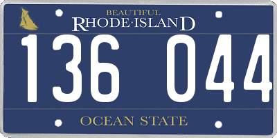 RI license plate 136044