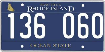 RI license plate 136060