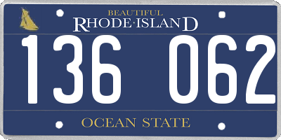 RI license plate 136062