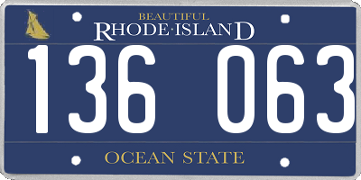 RI license plate 136063