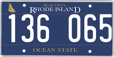 RI license plate 136065