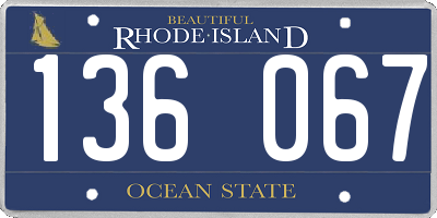 RI license plate 136067