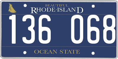 RI license plate 136068