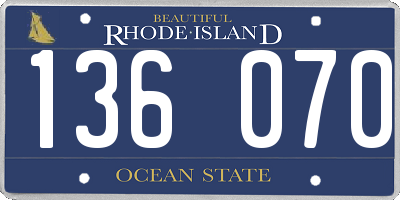 RI license plate 136070