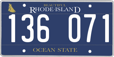 RI license plate 136071