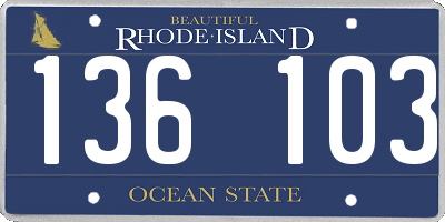 RI license plate 136103