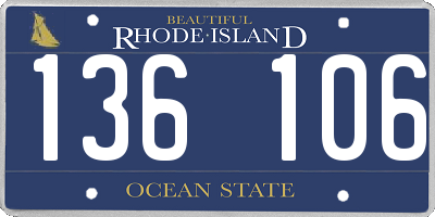 RI license plate 136106