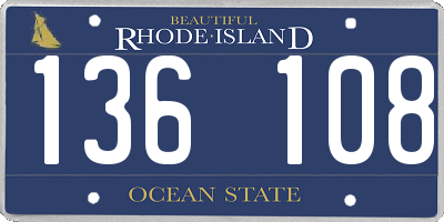 RI license plate 136108