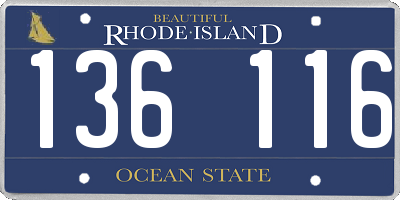 RI license plate 136116